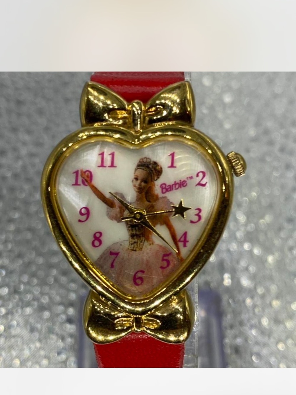 *** Barbie ^^^ Gold-Tone Heart Watch *** Rotating wand ^^^ Collectors ^^^